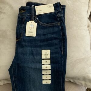 Women’s St John’s Bay Petite Straight Leg Jeans in Dark Blue